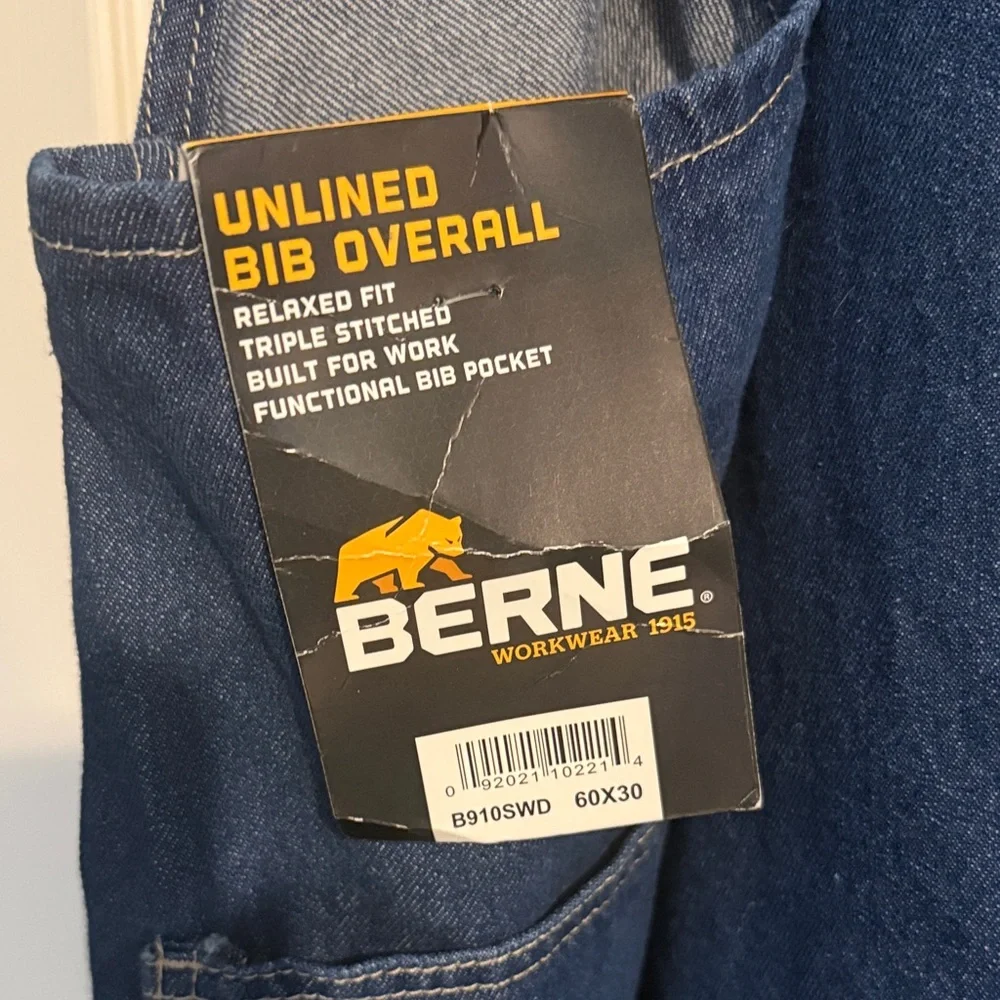 Men's Berne Classic Blue Denim Overalls Big and Tall - Picture 2 of 5
